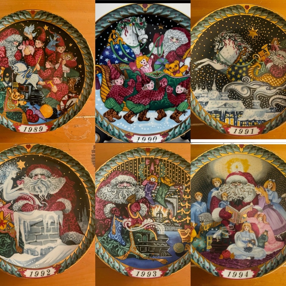 Complete Set of 6 Bing & Grondahl Santa Claus Christmas Plates (1989-1994)